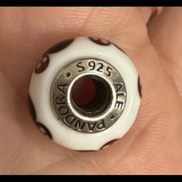 Pandora White and Brown Charm Bead - Picture 3 of 7